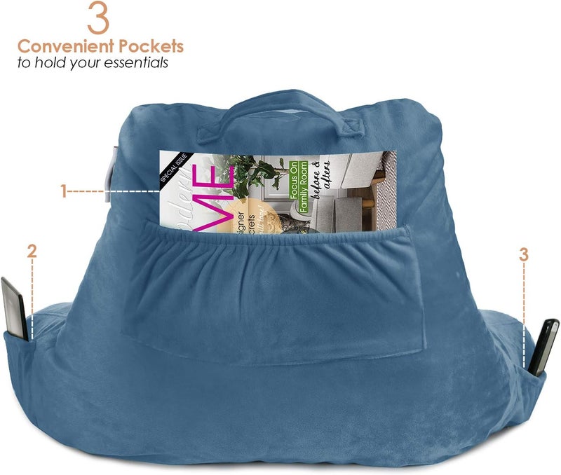 Nestlé Reading Pillow with Shredded Memory Foam, Designed for Sitting Up in Bed and Couch, Back and Arms Adjustable Support for Adult & Teens Backrest Pillows for Reading, Washable Cover, Blue Heaven - Image 5